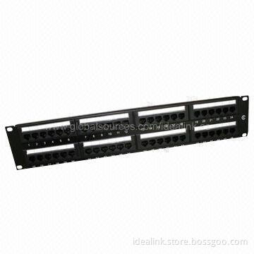 1U Cat6 Patch Panel, Meets 19-inch Rack-mount Mark, Available in Black Color